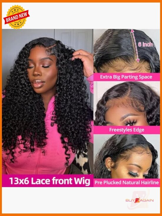13x6 Lace Front Wig Burmese Curly 220 Density Pre Plucked Transparent Lace main image 5